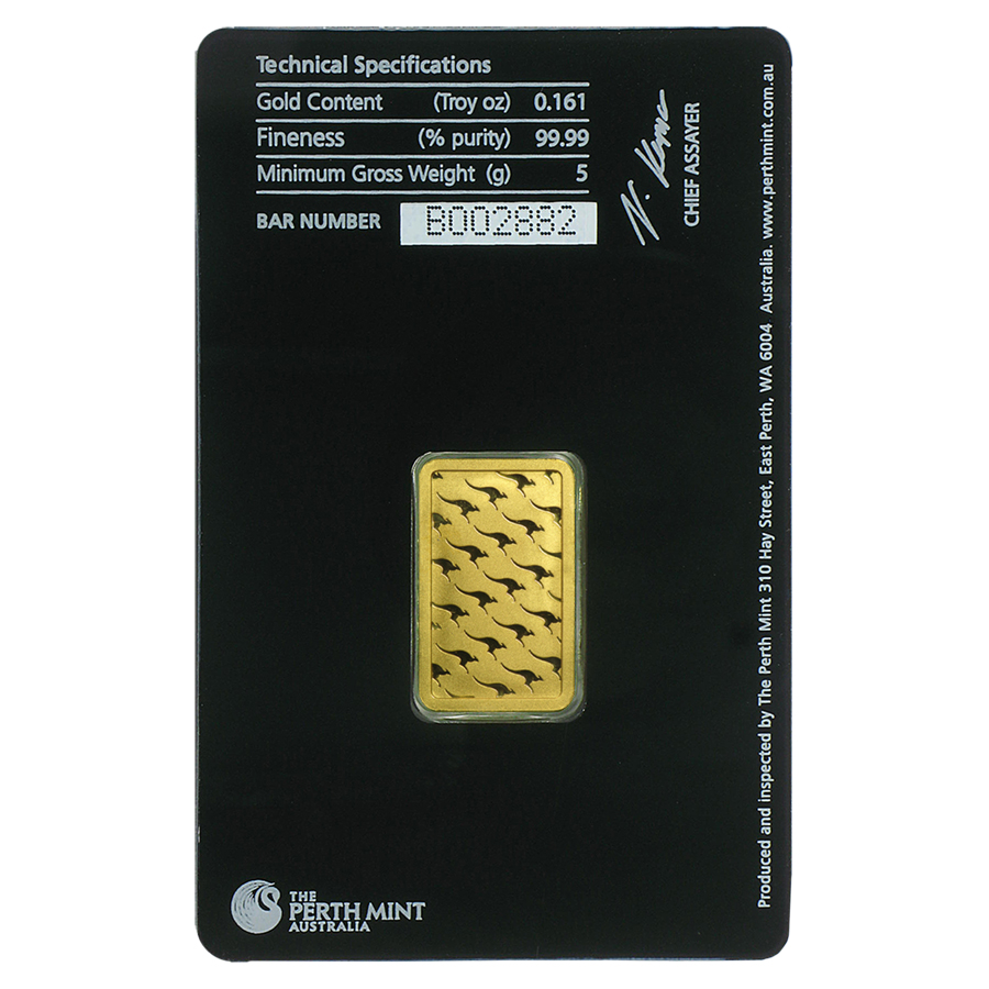 5 gram Gold The Perth Mint Bar - w/ Assay Card