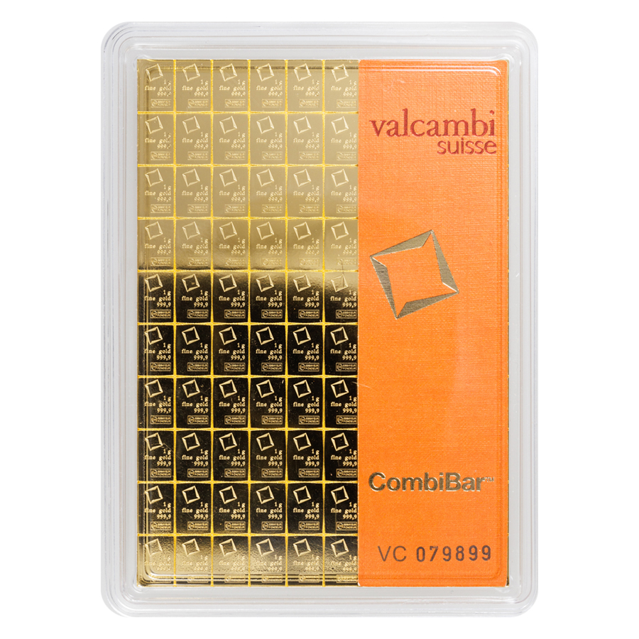 100 x 1 gram Gold Valcambi CombiBar™ w/ Assay Card